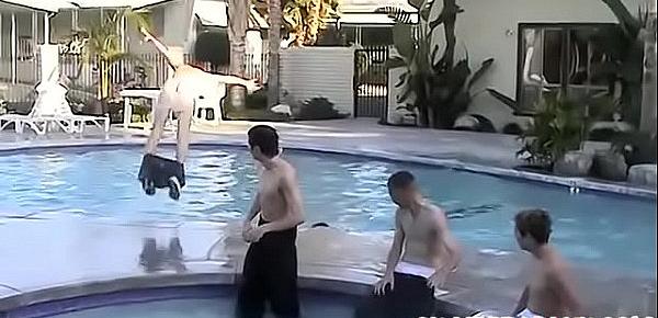  Behind the scenes of a playful spanking foursome by the pool